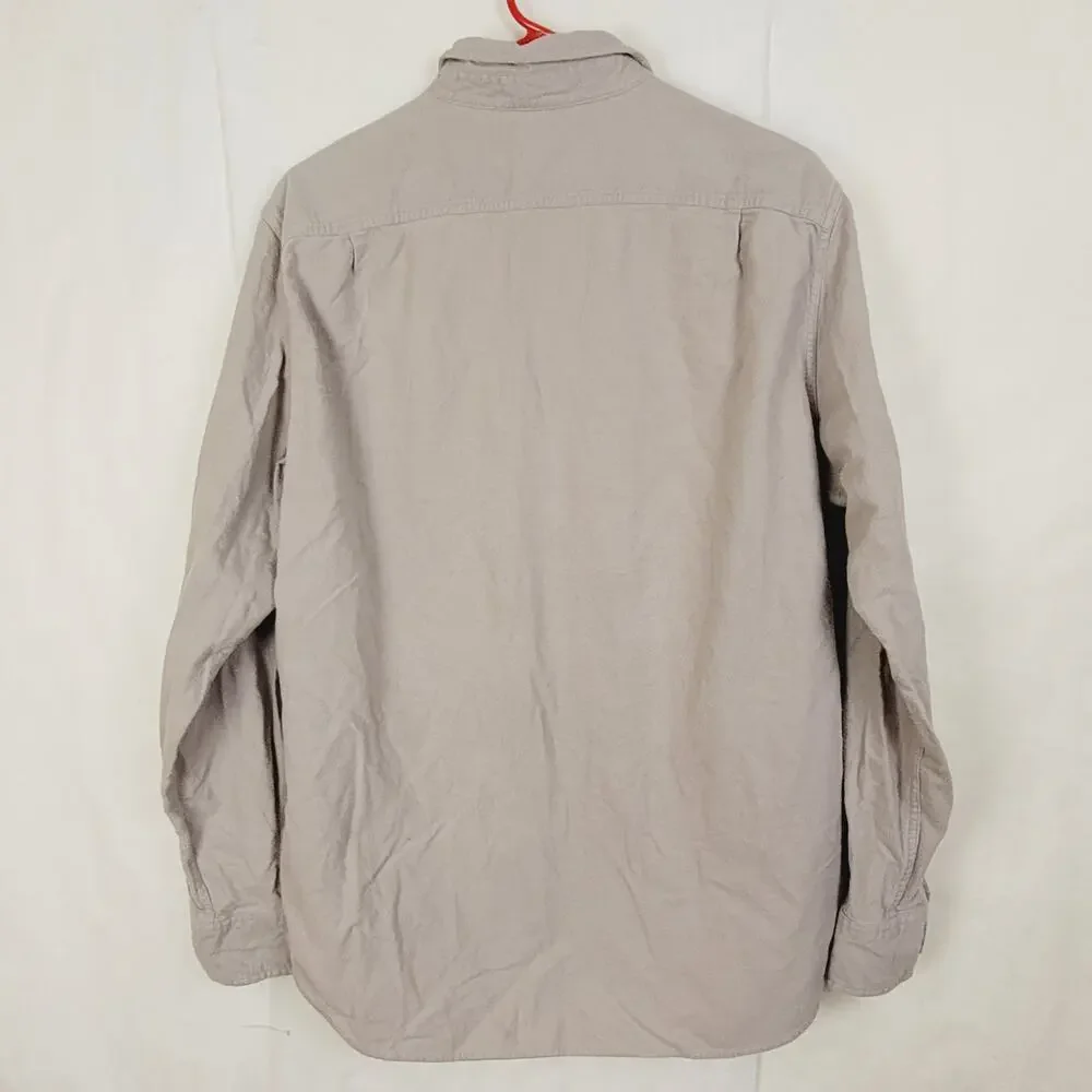 J.Crew Workwear grey button up flannel chore shirt Size Large Minimal Preppy